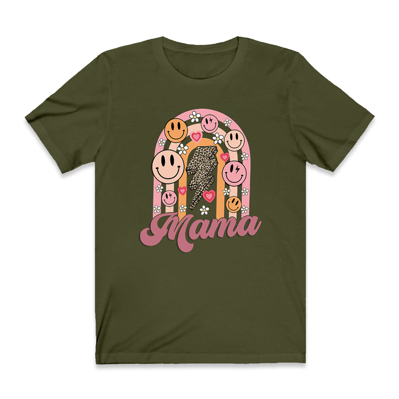 Retro Floral Heart Smiley Face Mama Tees