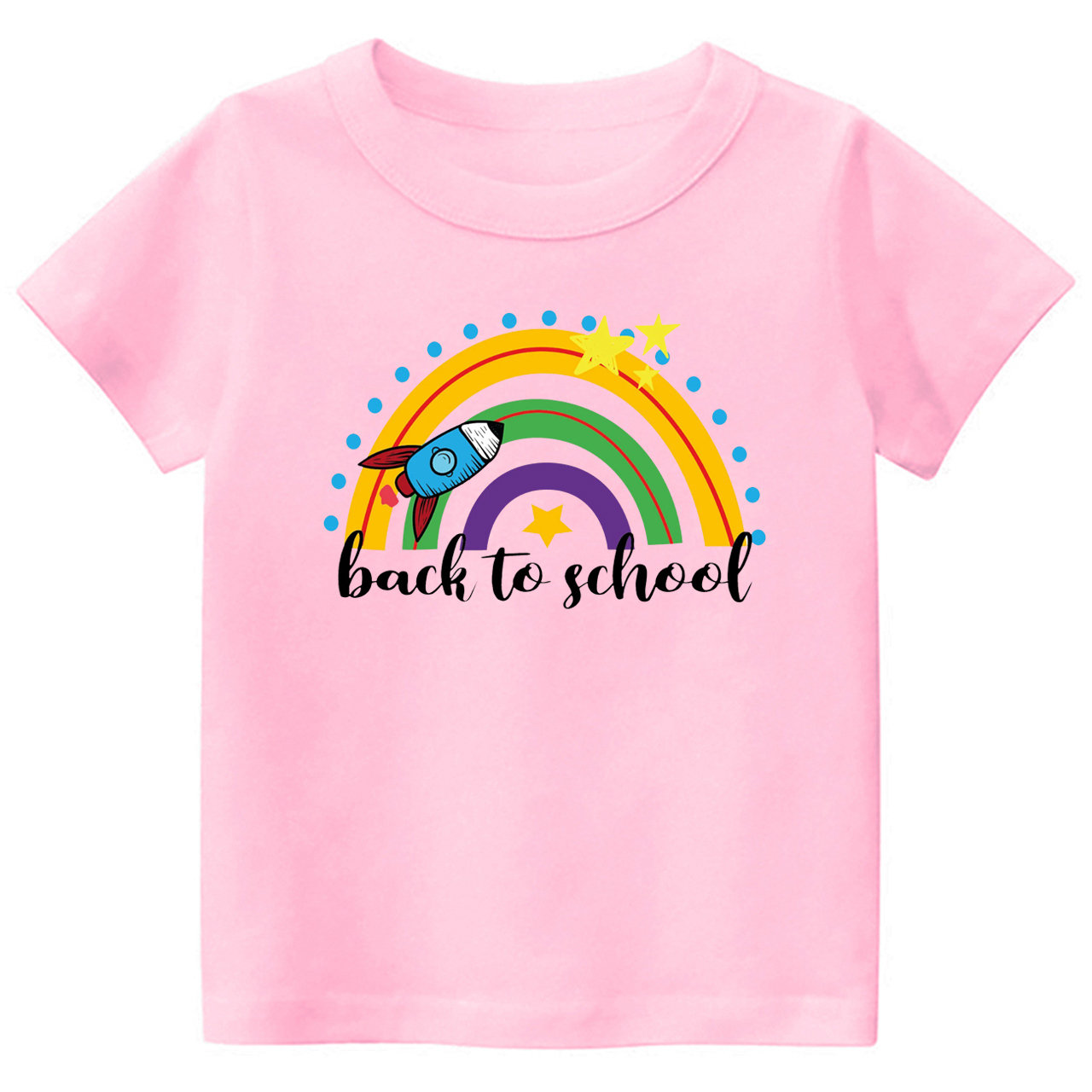 Rocket Rainbow Back To School Kids T-Shirt