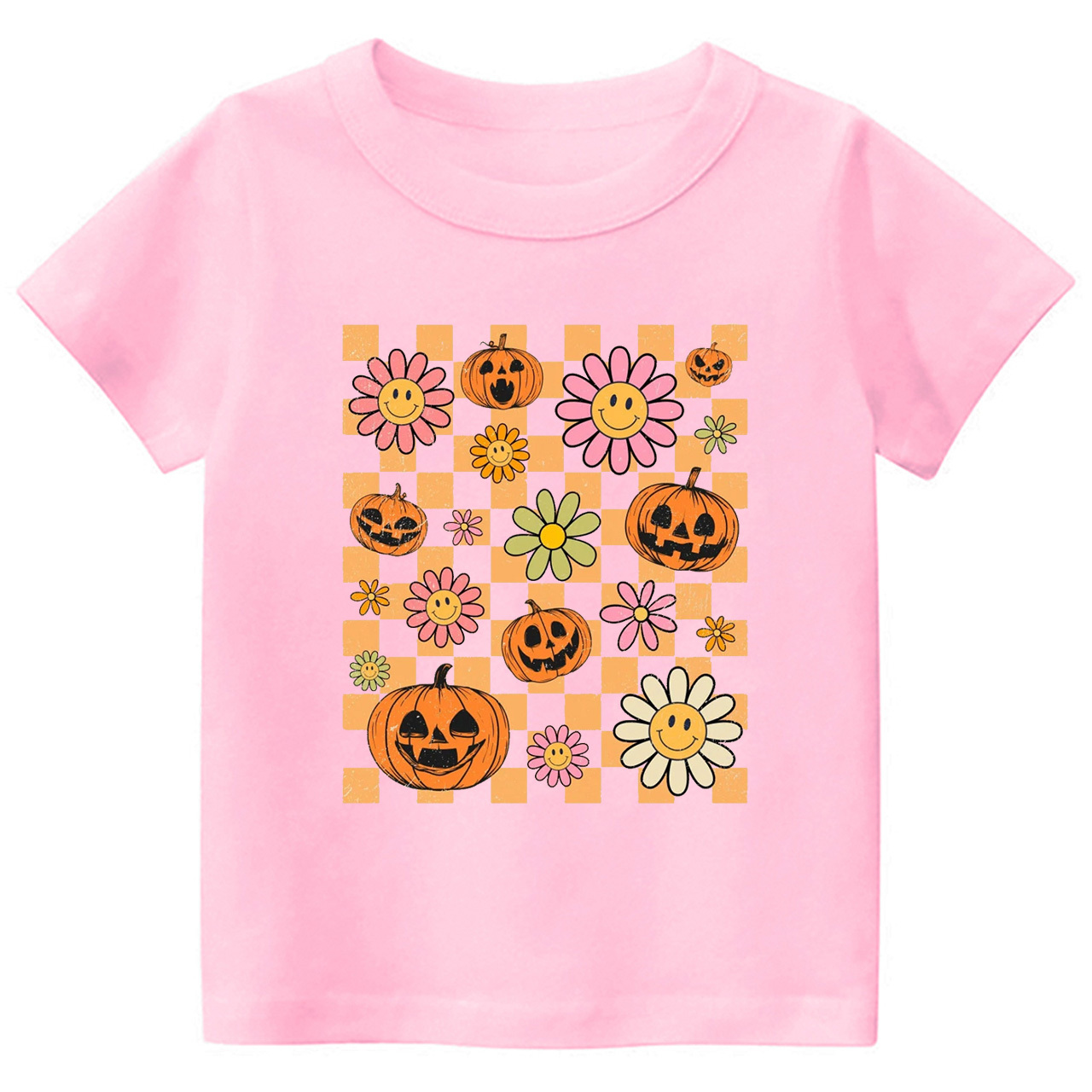 Retro Halloween Pumpkins Natural Kids Shirts