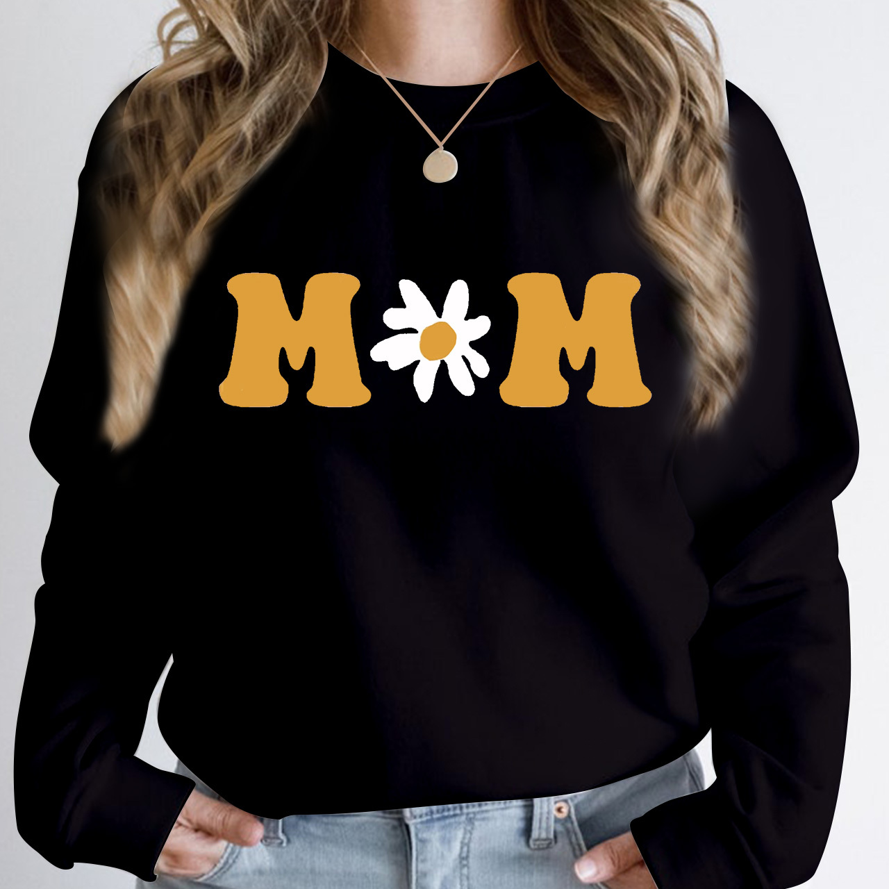Boho Daisy Sweatshirt For Mama