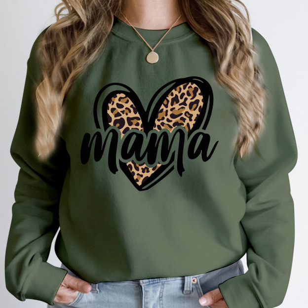 Leopard Print Heart Mom Sweatshirt