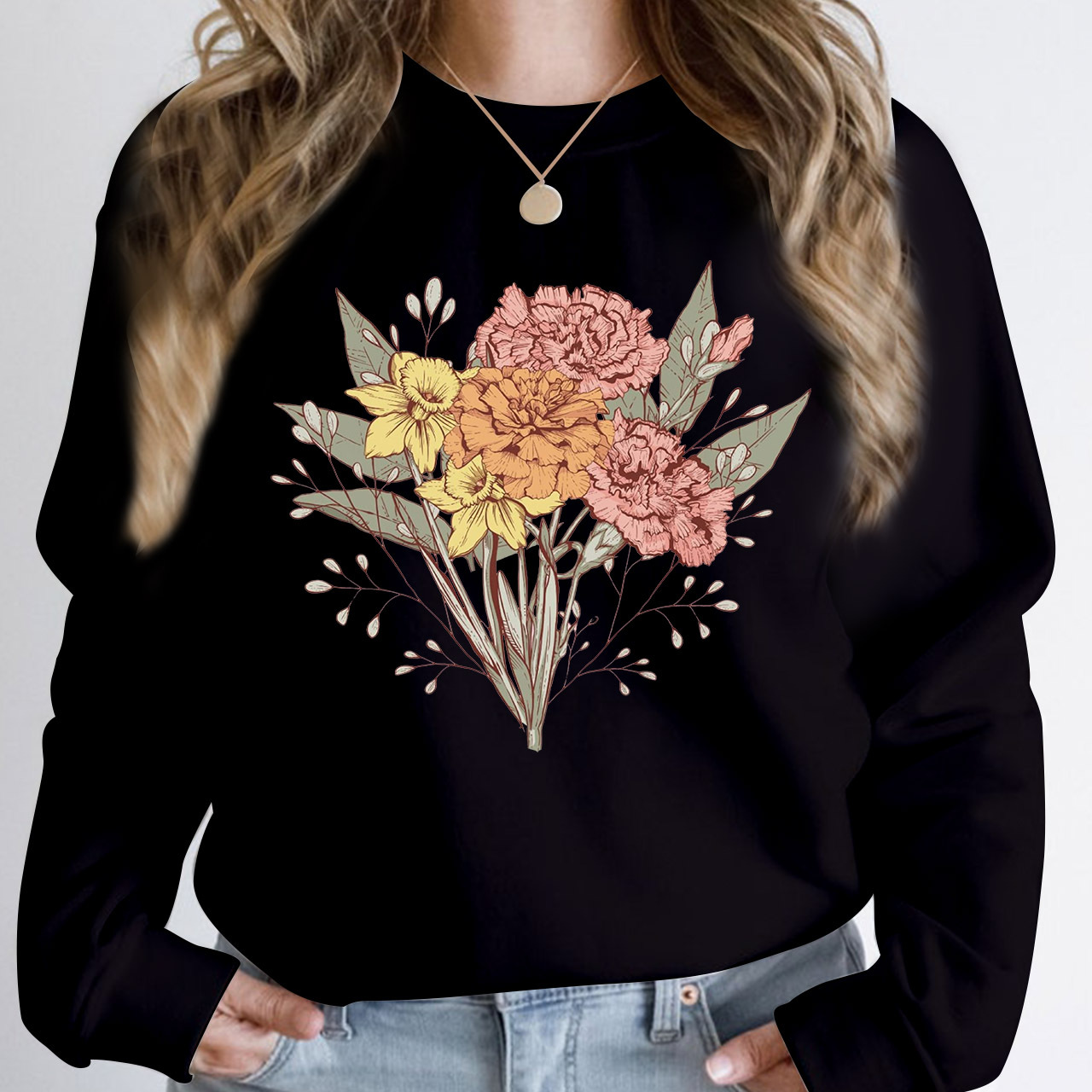 Personalized Birth Flower Family Bouquet Sweatshirt