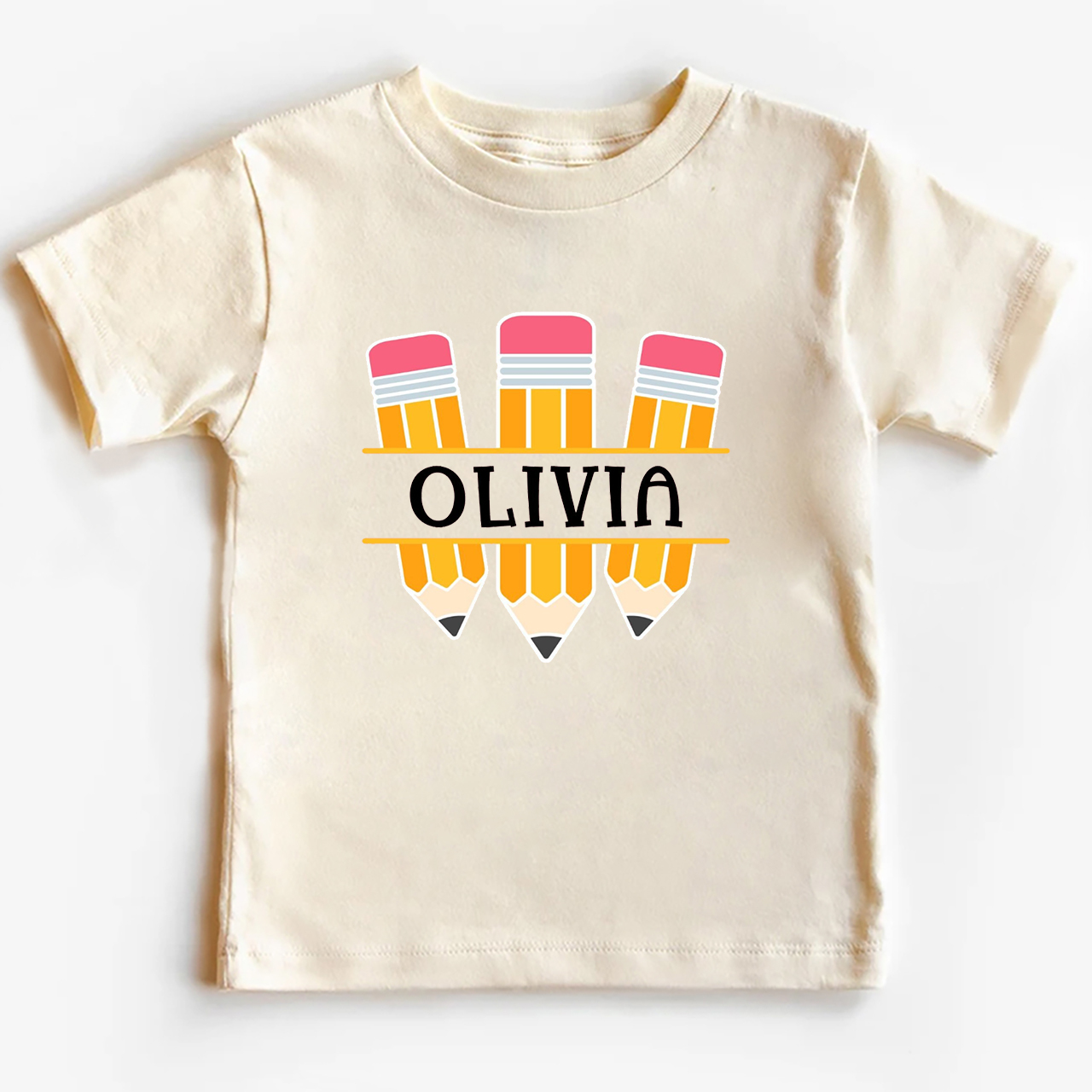 Personalized Name Three Pencil Back To School Kids Shirt