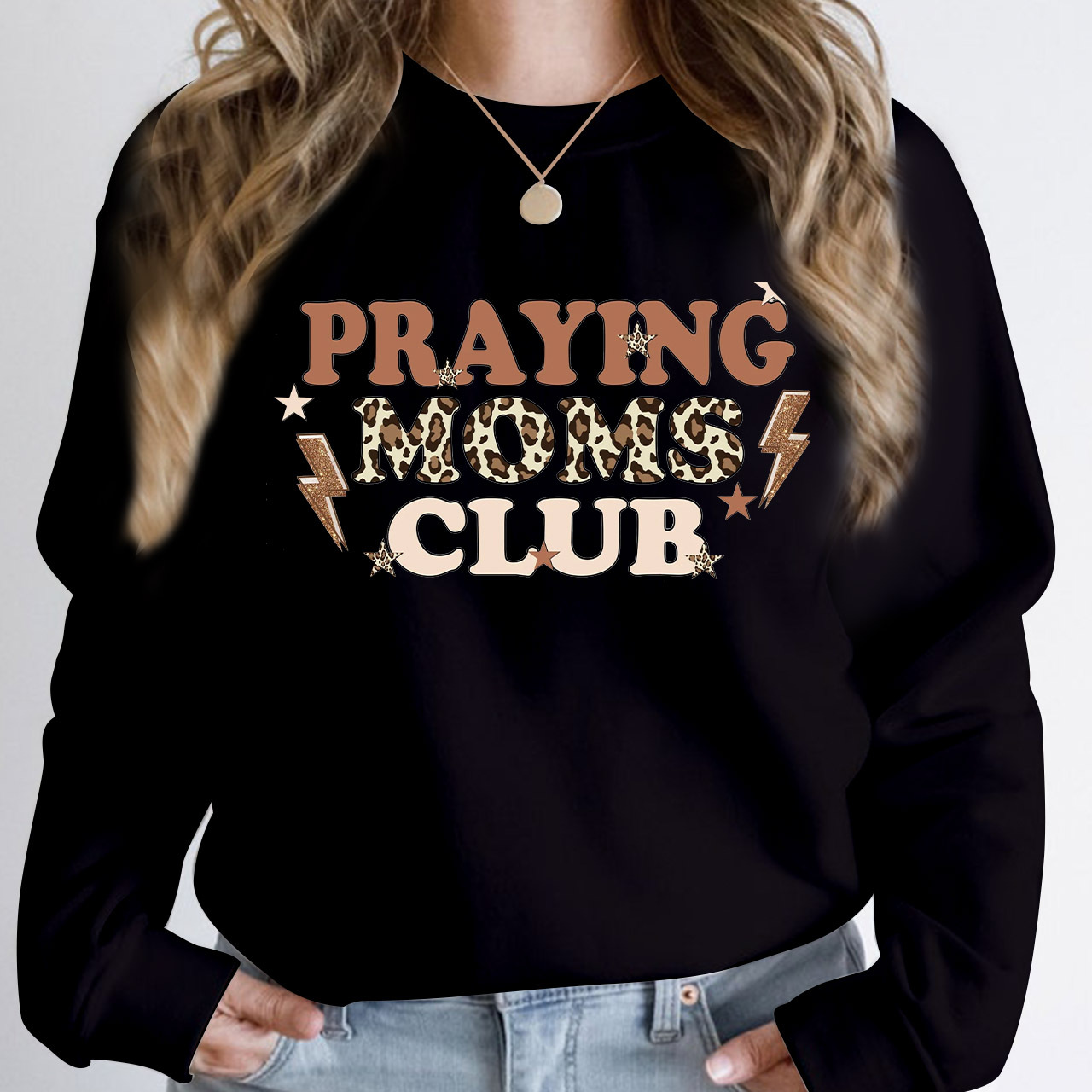 Leopard Print  Praying Moms Club Sweatshirt