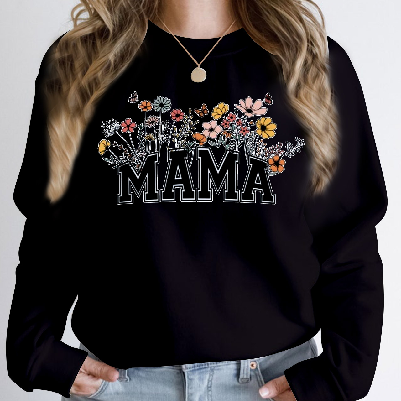 Mama With Wildflowers Gift Sweatshirt
