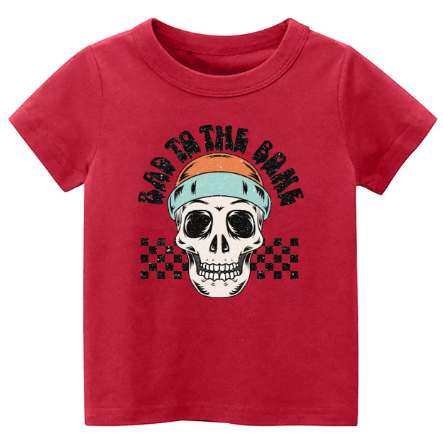 Bad To The Bone Skull Halloween Toddler Shirt