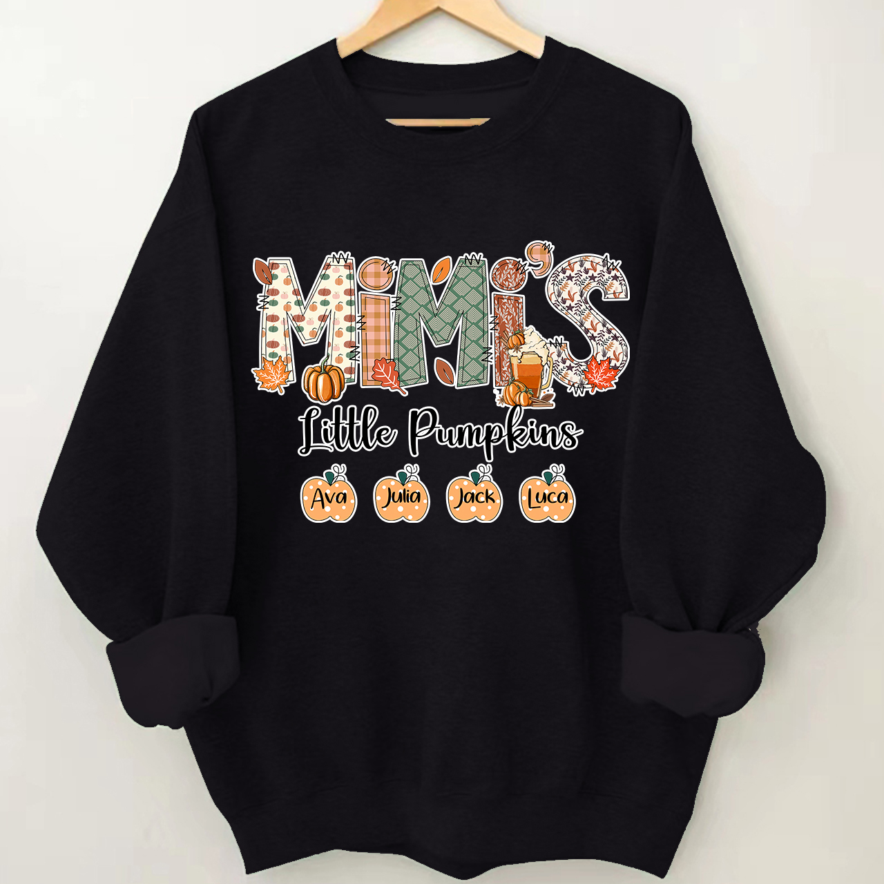 Personalized Fall Pumpkins Sweatshirt With Kids Name