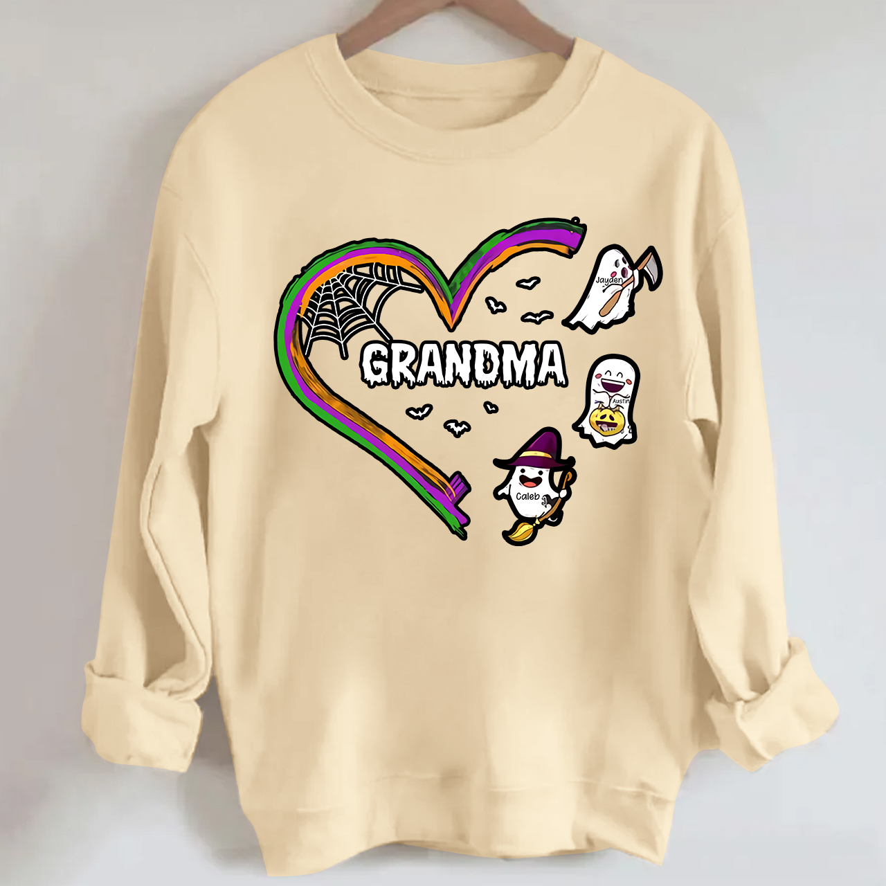 Personalized Halloween Hart Sweatshirt With Kids Name