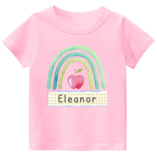 Personalized Apple Rainbow Name Monogram Kids Shirt