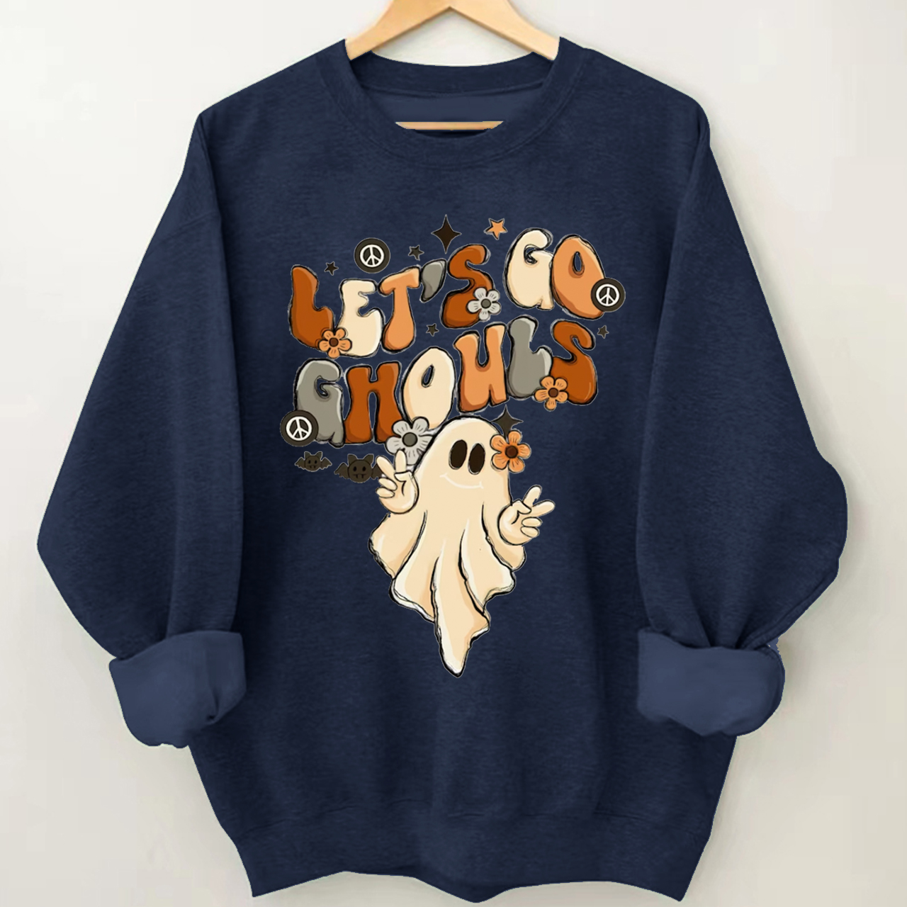 Vintage Halloween Sweatshirt-Lets Go Ghouls