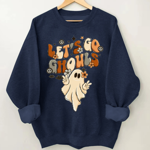 Vintage Halloween Sweatshirt-Lets Go Ghouls