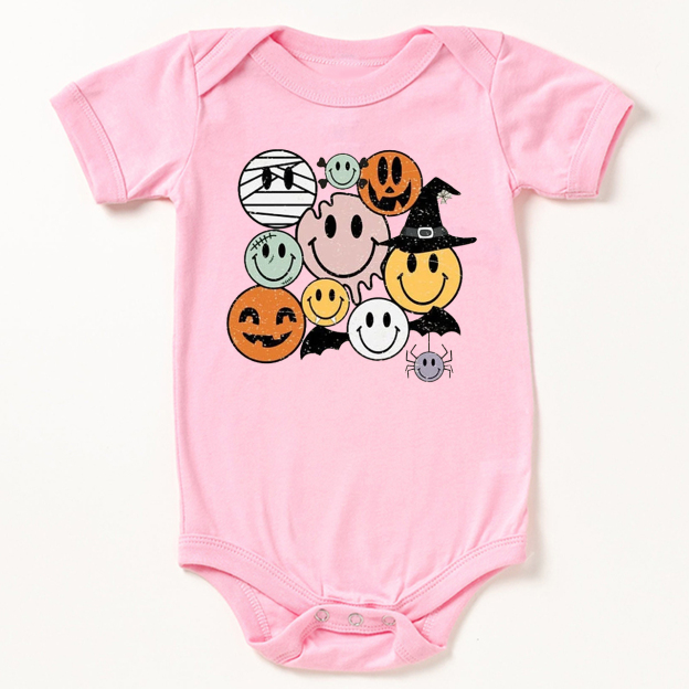  Retro Halloween Cute Ghost Natural Bodysuit For Baby