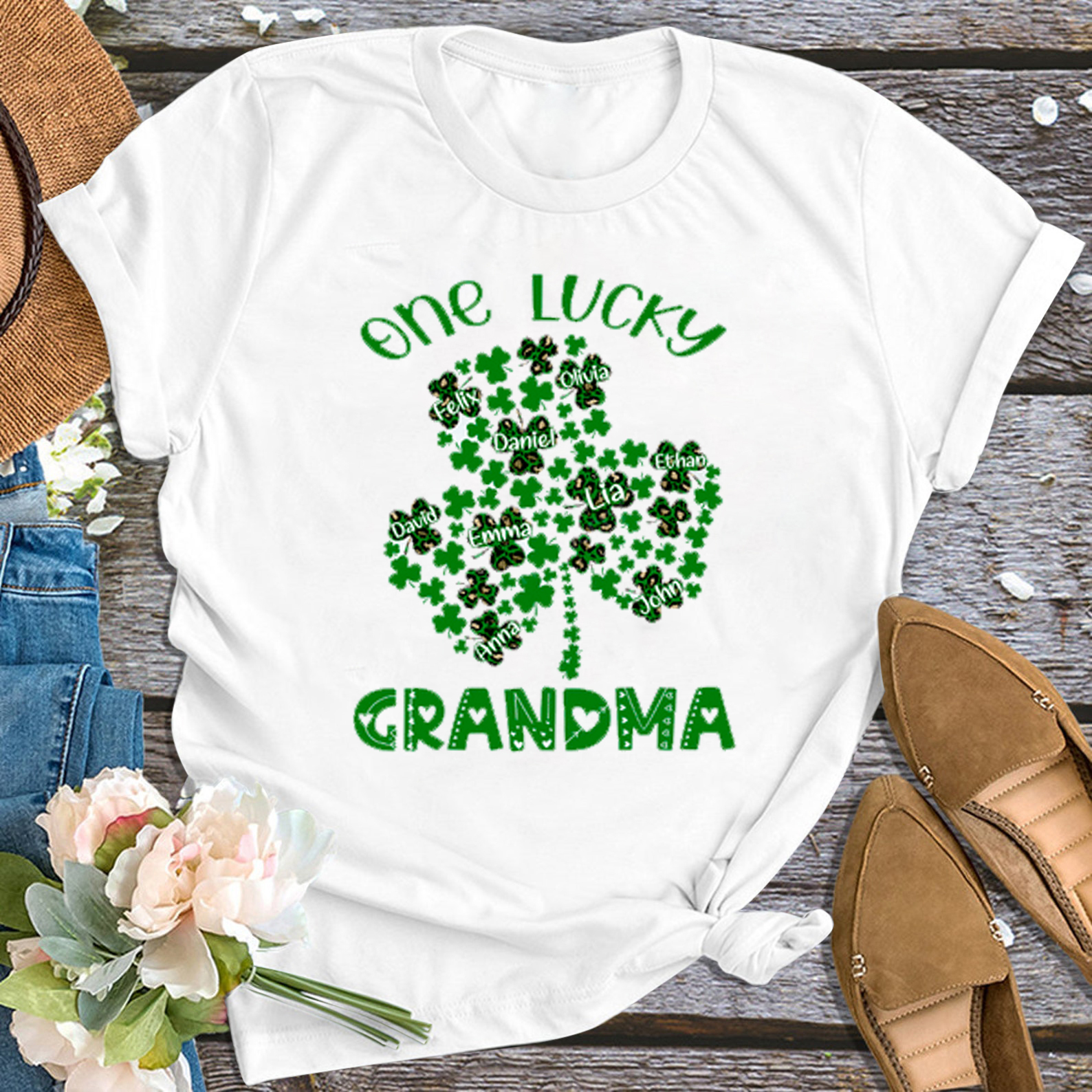 Lucky Grandma Personalized Shirt