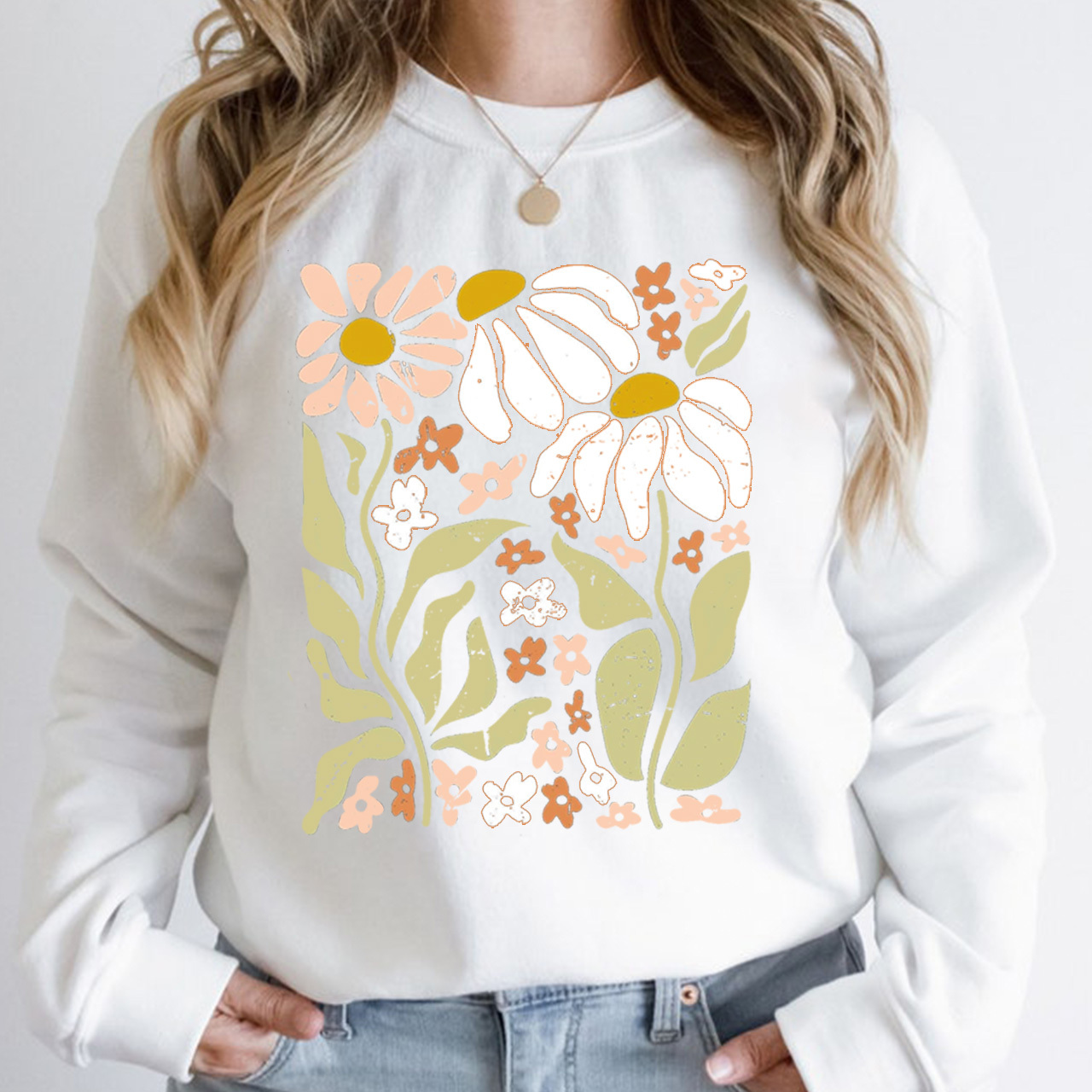 Boho Wildflowers Nature Sweatshirt For Mom