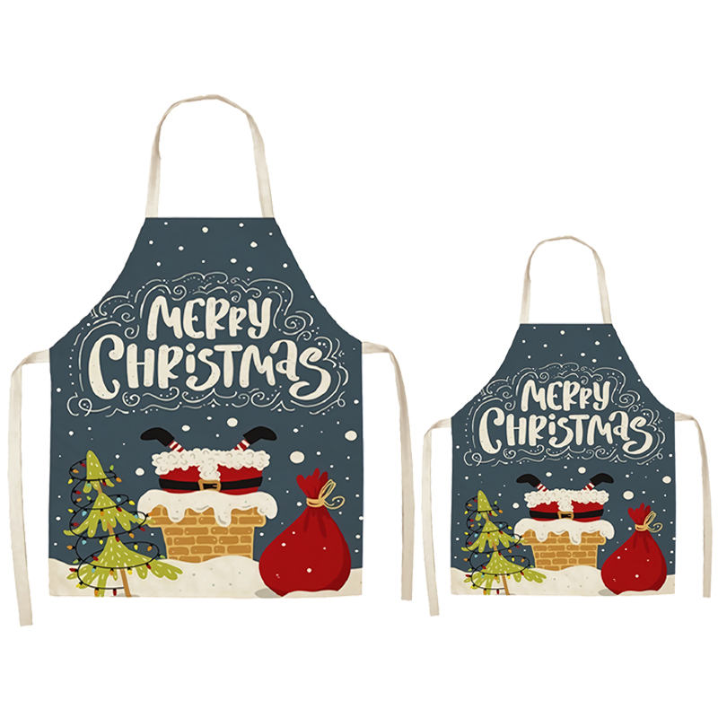 Santa in the Chimney Christmas Apron Sets For Adult&Kids
