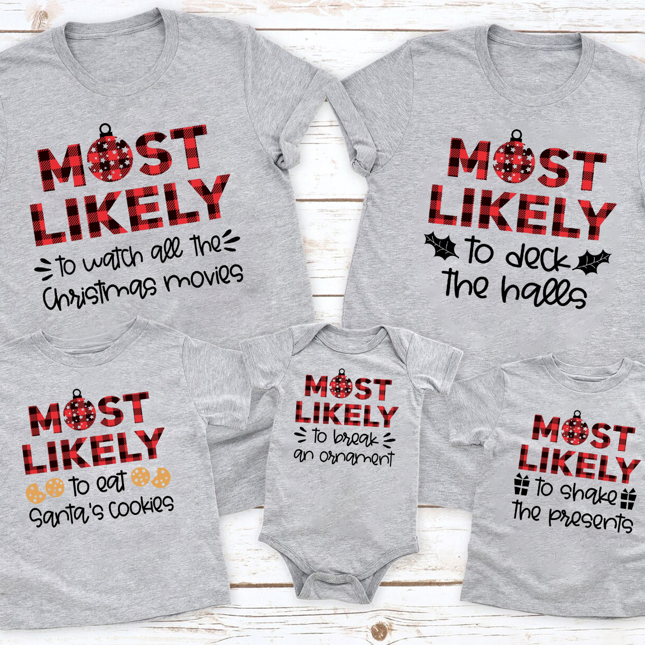 Matching Family Christmas Shirts With Design Most Likely To