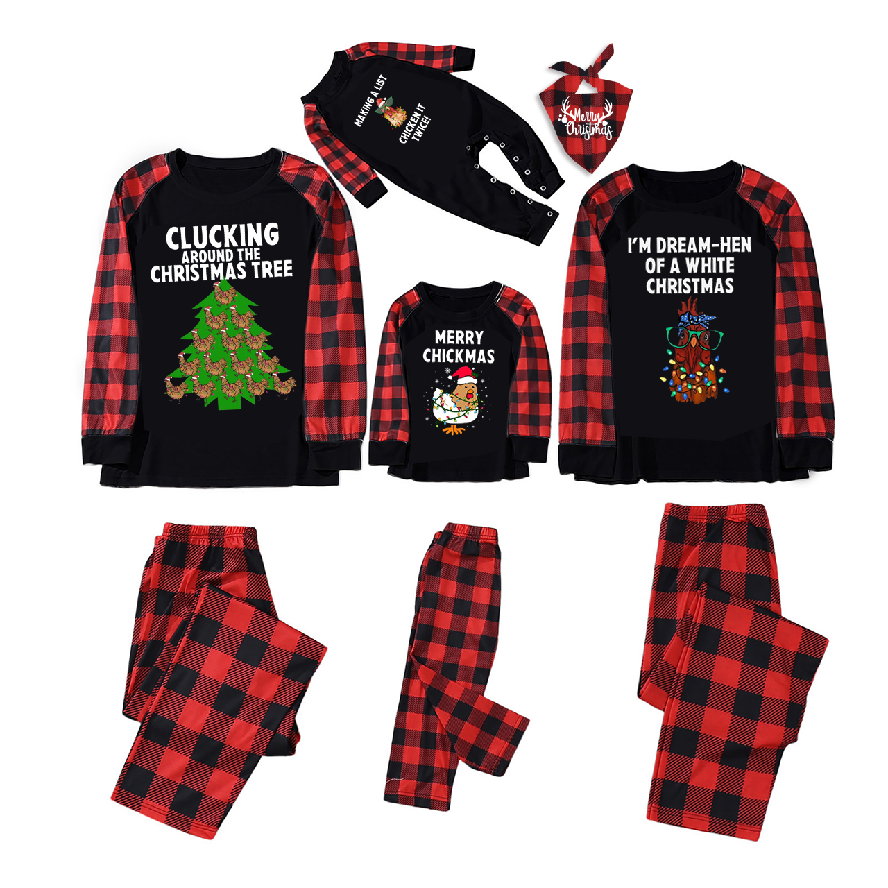 Funny Chicken Farm Christmas Family Matching Pajamas