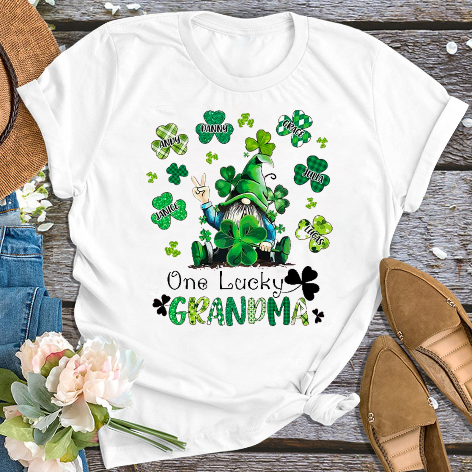 One Lucky Grandma Personalized Shirt