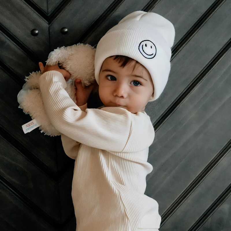 Smiley embroidered Knitted Hat 