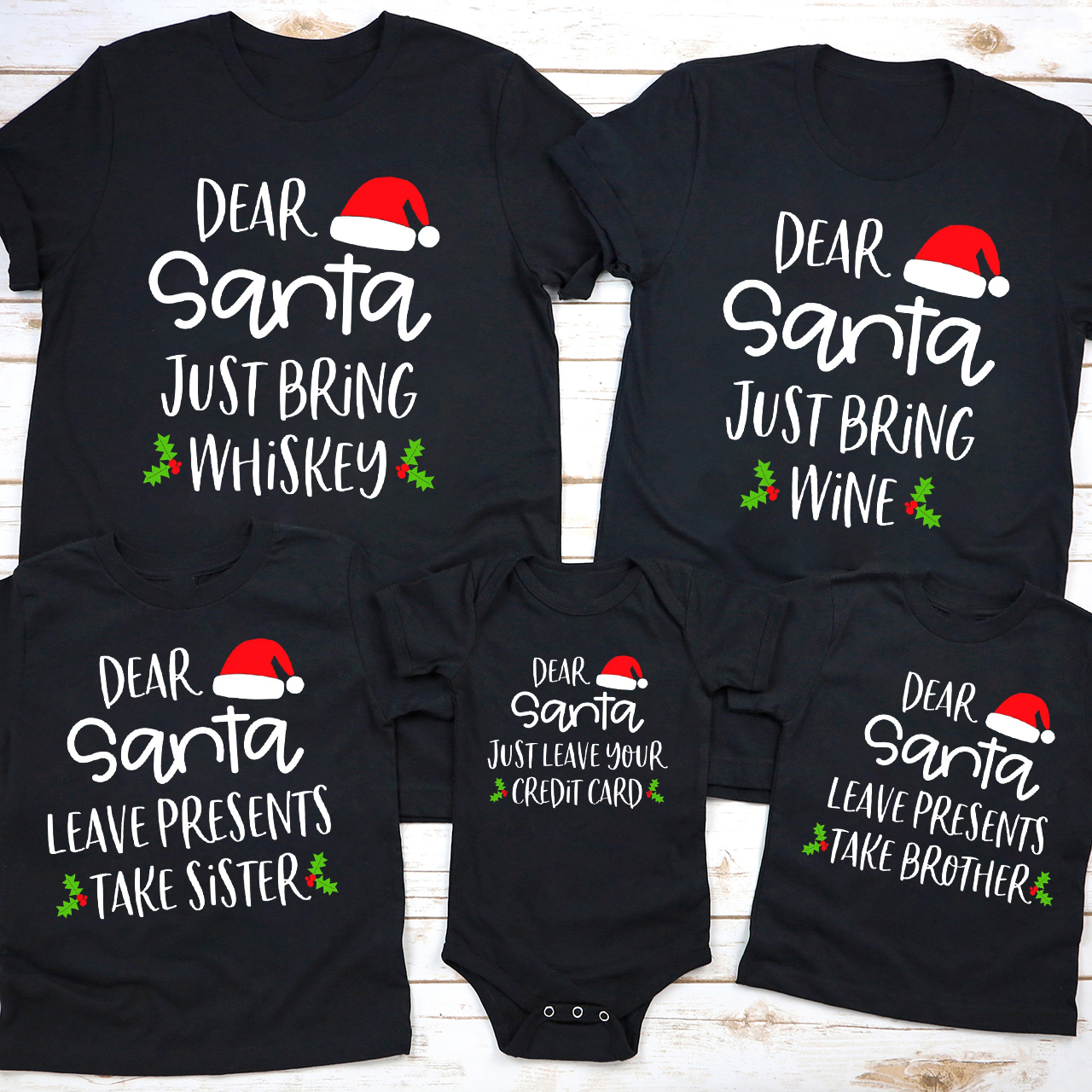 Personalized Dear Santa Matching Family T-Shirts For Christmas Party