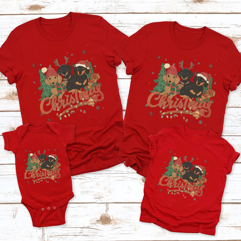 Three Dogs Christmas Family Matching Shirt