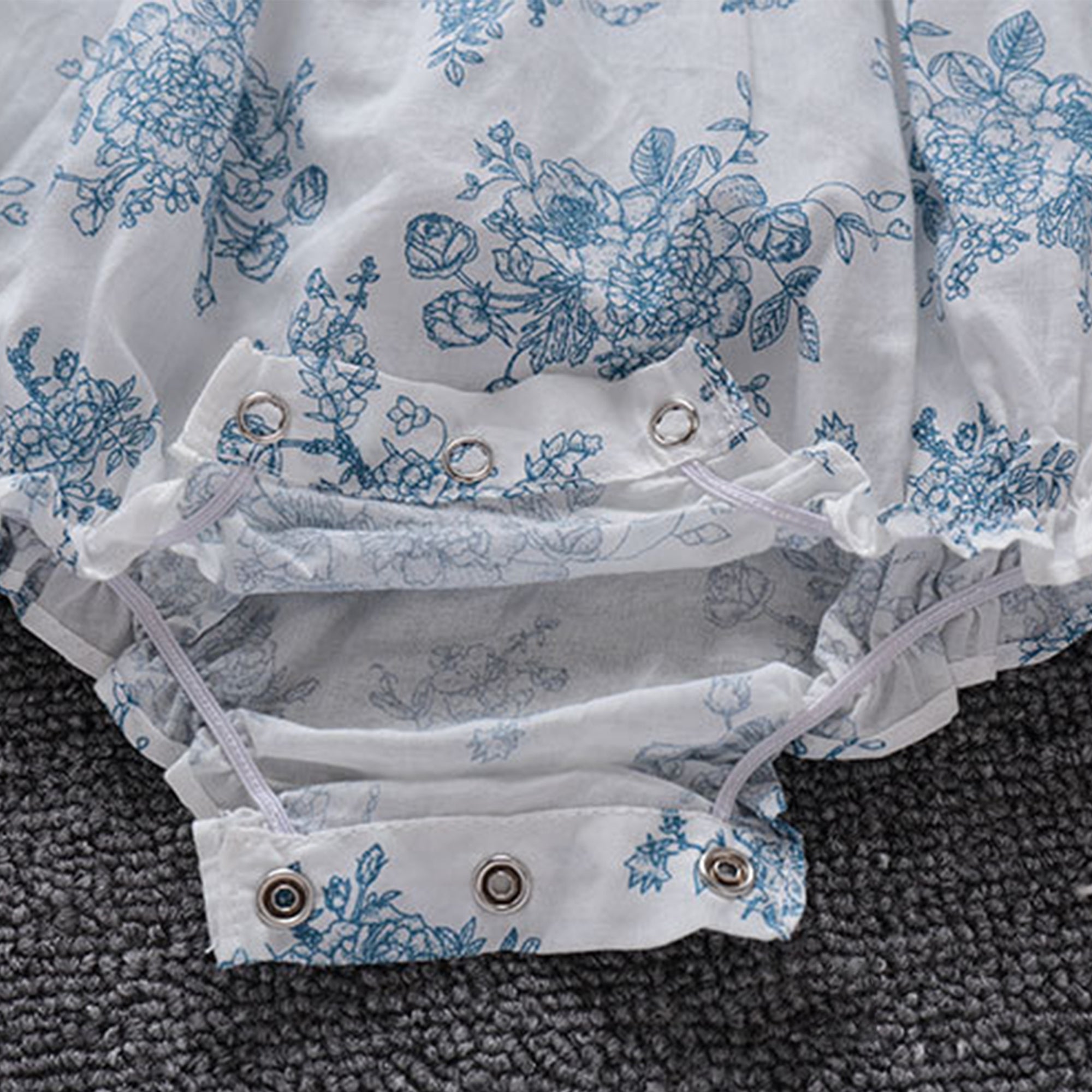 Baby Girl Summer Vintage Floral Jumpsuit with Headband