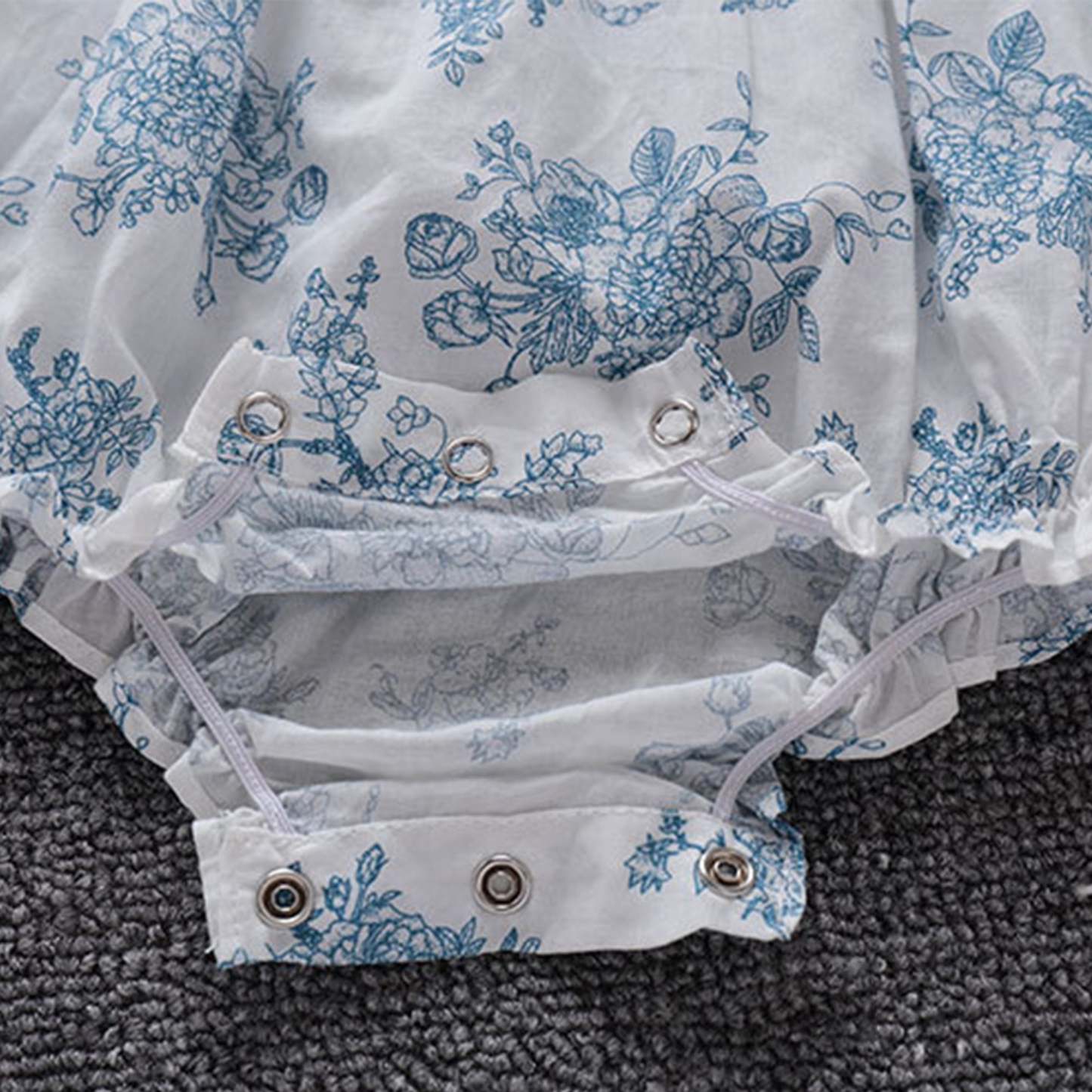 Baby Girl Summer Vintage Floral Jumpsuit with Headband
