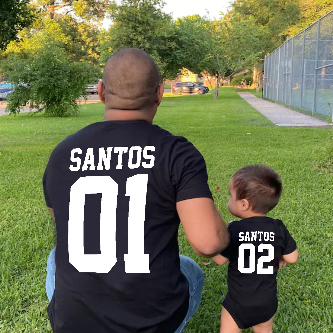 Matching Dad & Baby Personalized Last Name Shirt & Baby Bodysuit