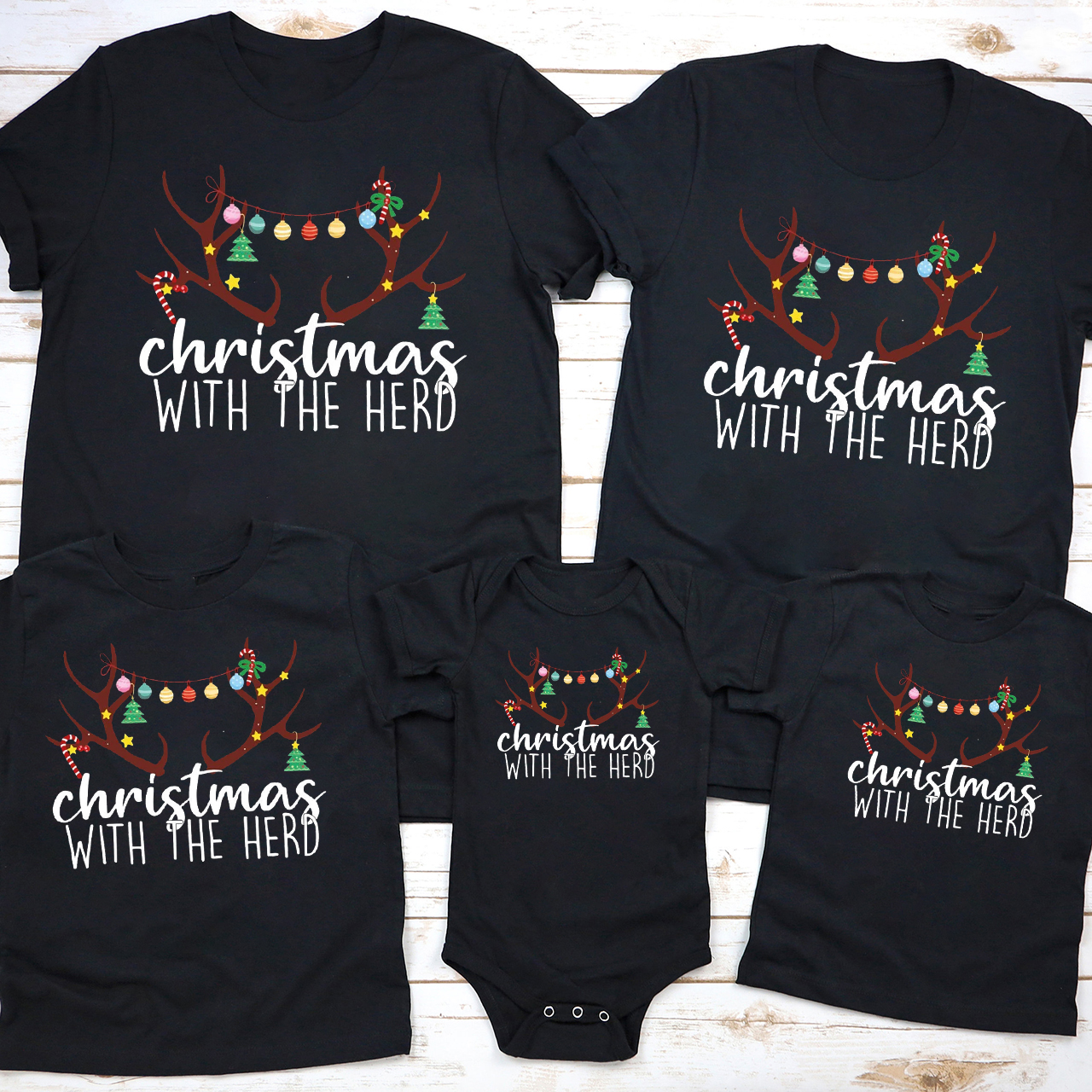 Christmas With The Herd Vneck Family Matching Shirts