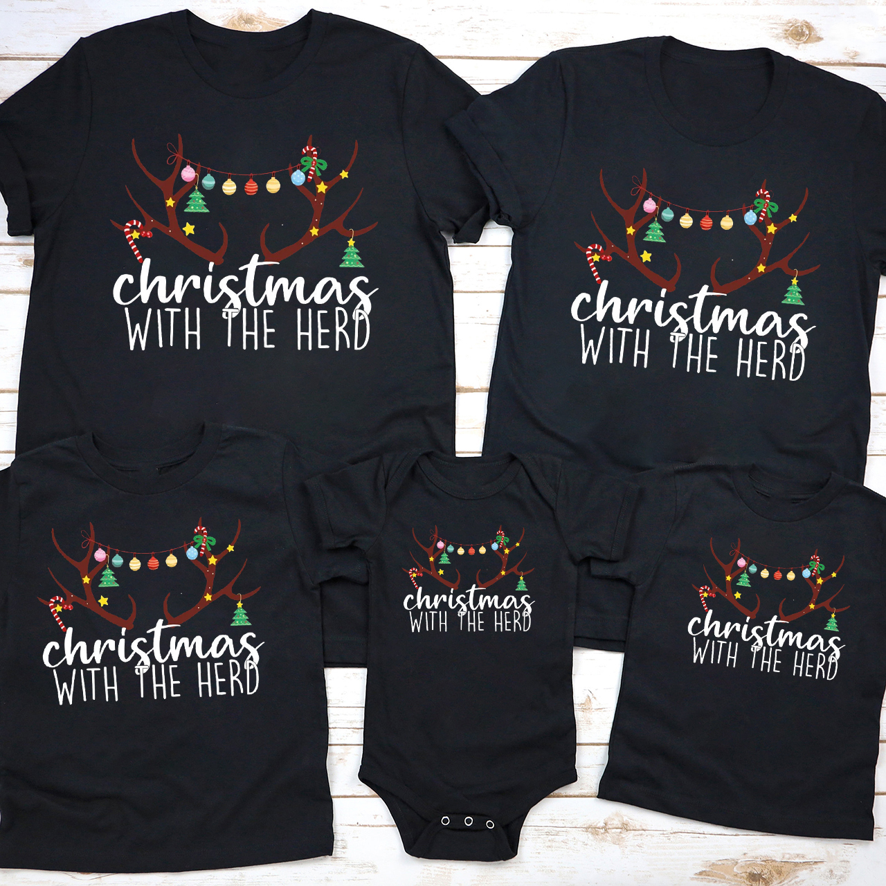 Christmas With The Herd Vneck Family Matching Shirts