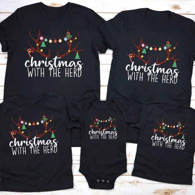 Christmas With The Herd Vneck Family Matching Shirts