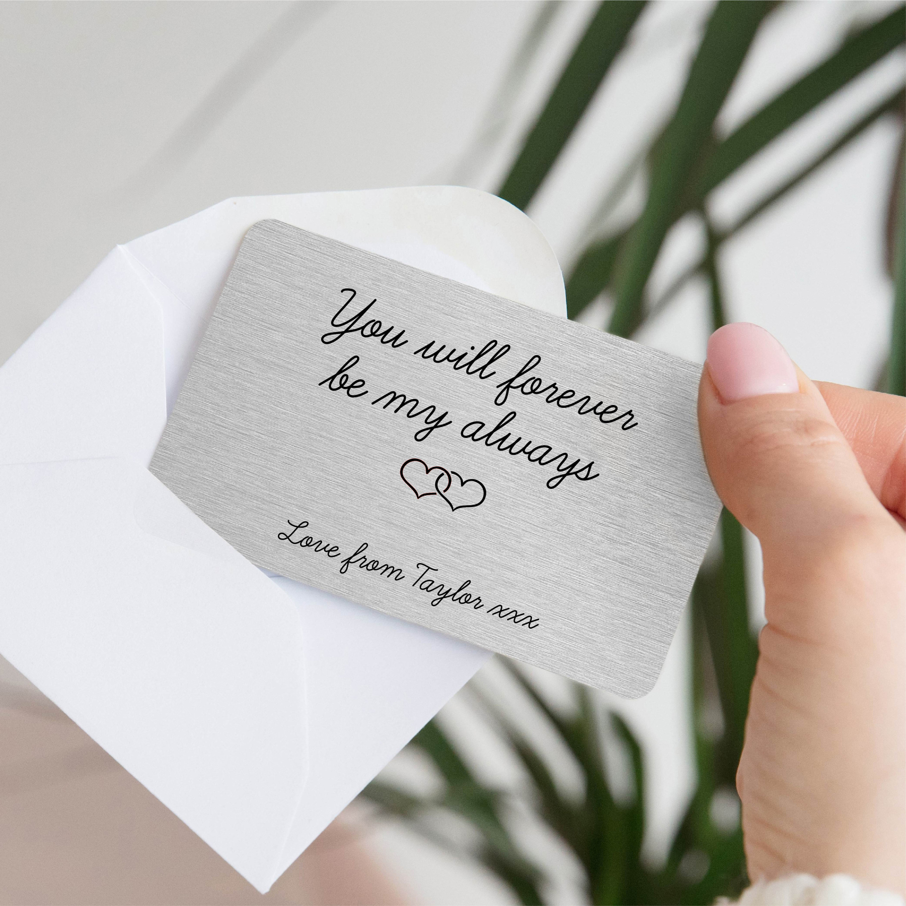 Personalized Forever Be My Always Date Metal Wallet Card