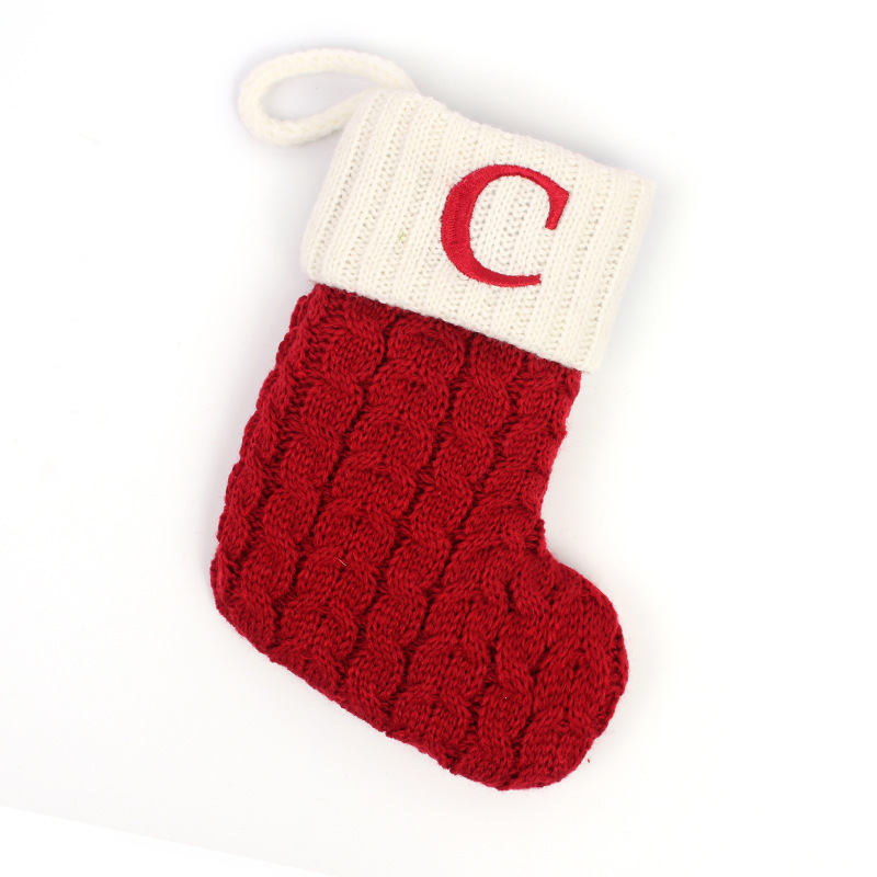 Christmas Socks Knitted Embroidered Alphabet Socks