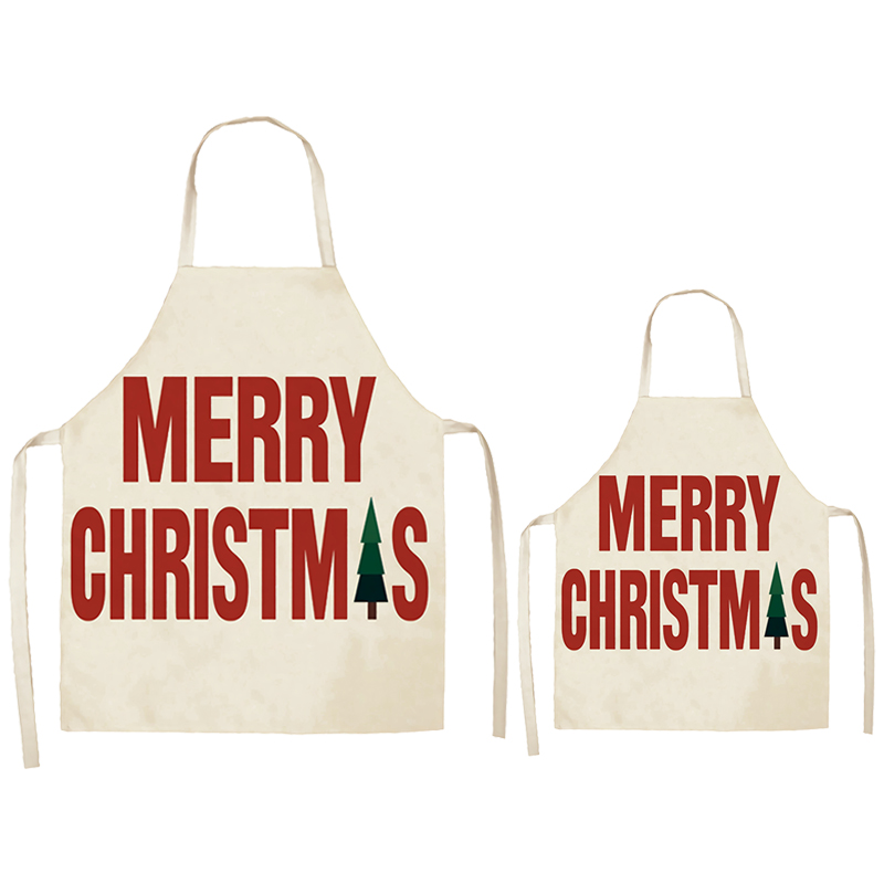 Red Merry Christmas Apron Sets For Adult&Kids