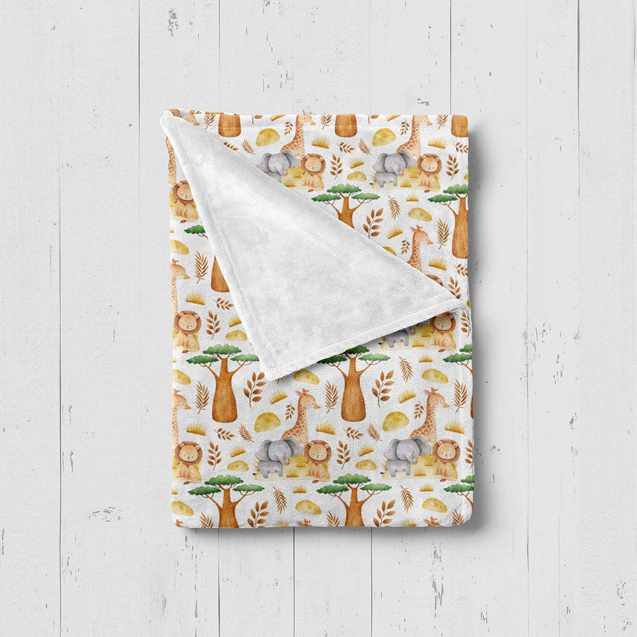 Giraffe Lion Elephant Baby Flannel Blanket