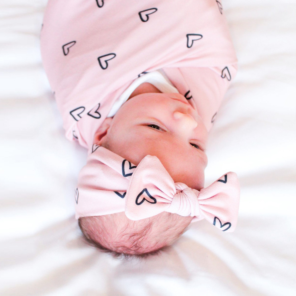 Pink Heart Swaddle & Headband Set SaleBeepumpkin™
