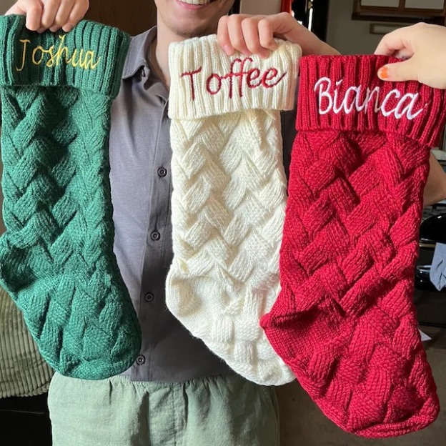 Personalized 4 Colors Christmas Woolen Stockings 