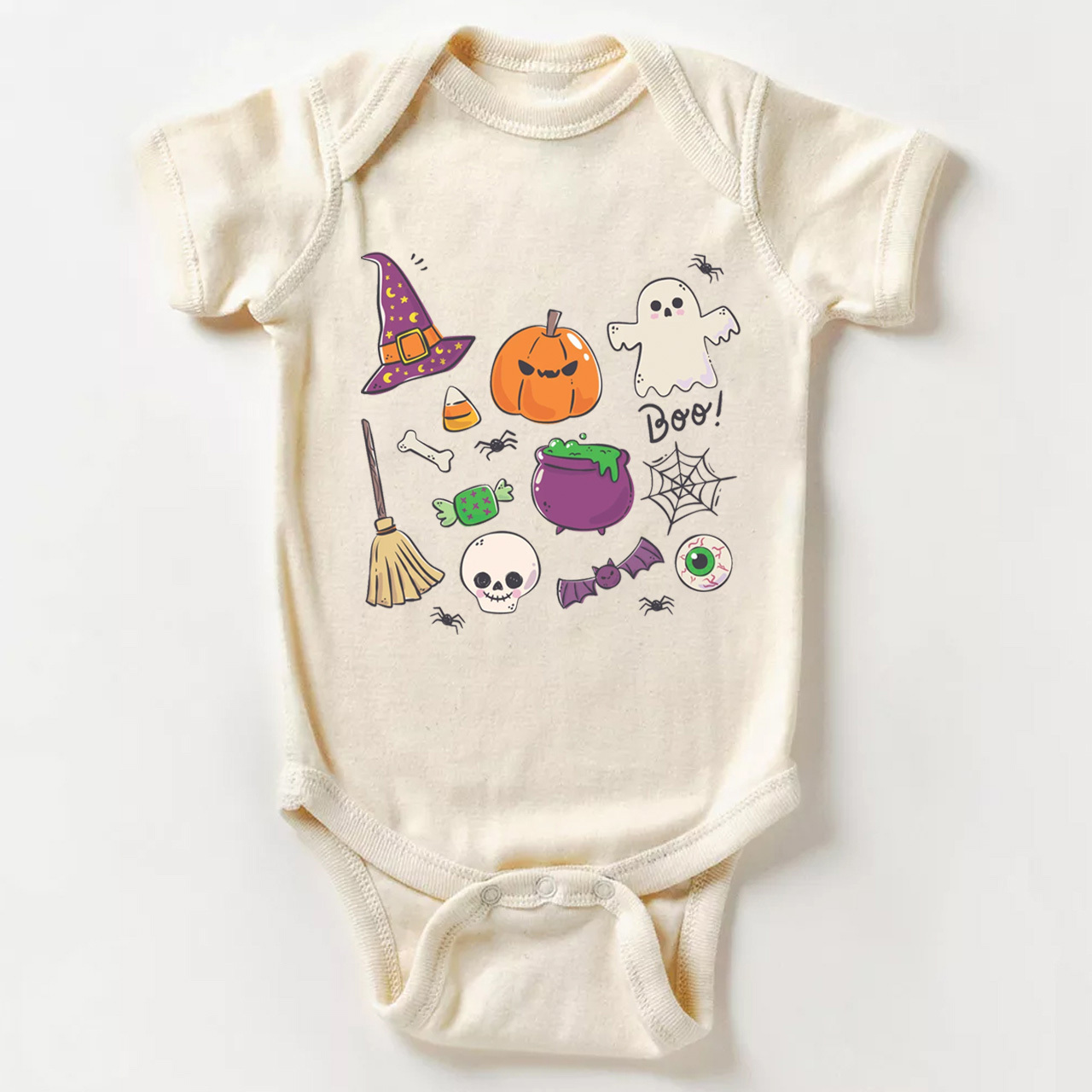 Pumpkin Witch Ghost Skull Baby Bodysuit