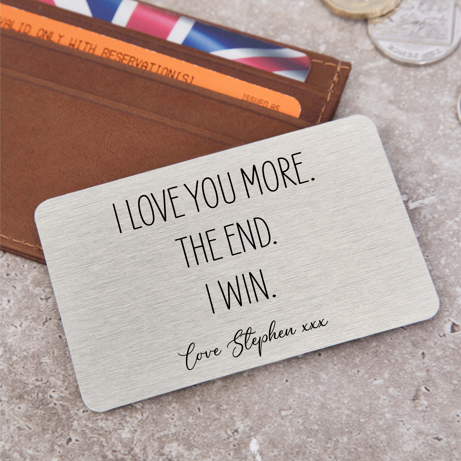 Personalized I Love You More Metal Wallet Card