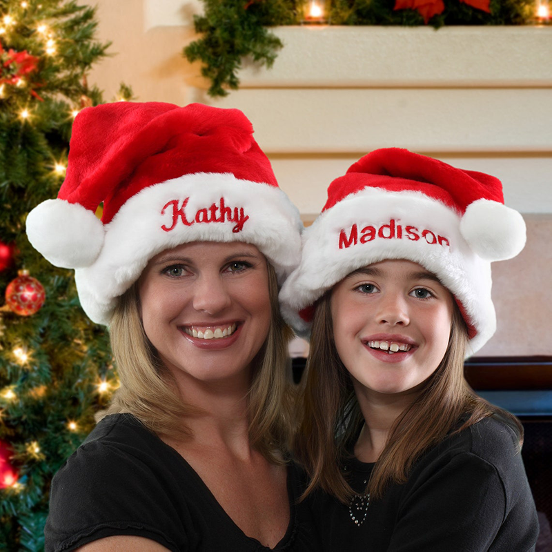 Personalized Parent-child Embroidered Santa Hat