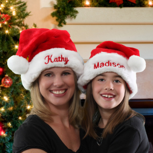 Image of Personalized Matching Embroidered Santa Christmas Hats