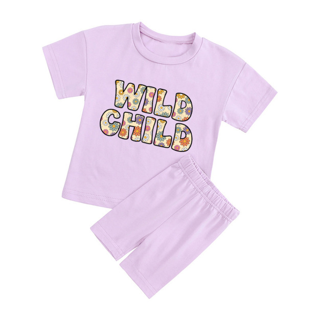 Wild Child Florals Kids Biker Shorts&Tee