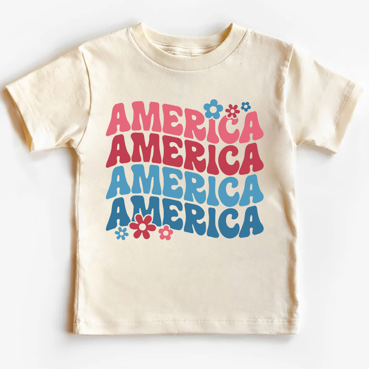 America Flower Independence Day Kids Shirt
