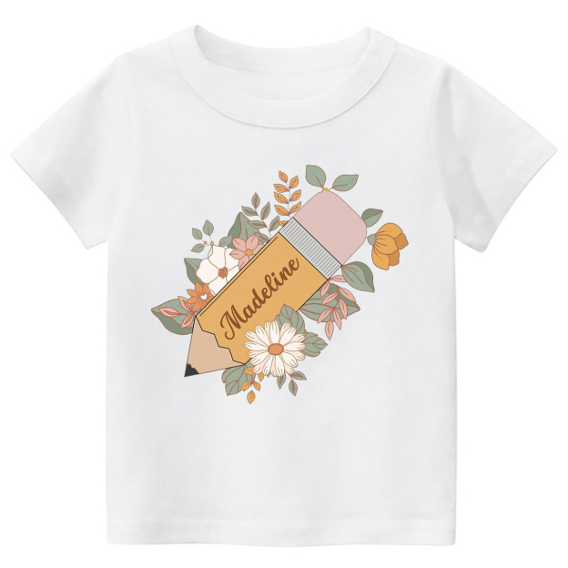 Personalized Retro Pencil Back To School Toddler Shirts