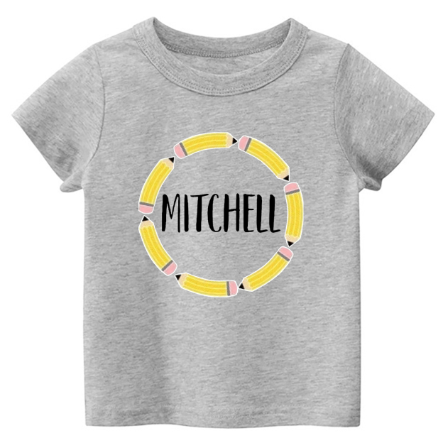Personalized Pencil Circle School Retro Kids Shirts