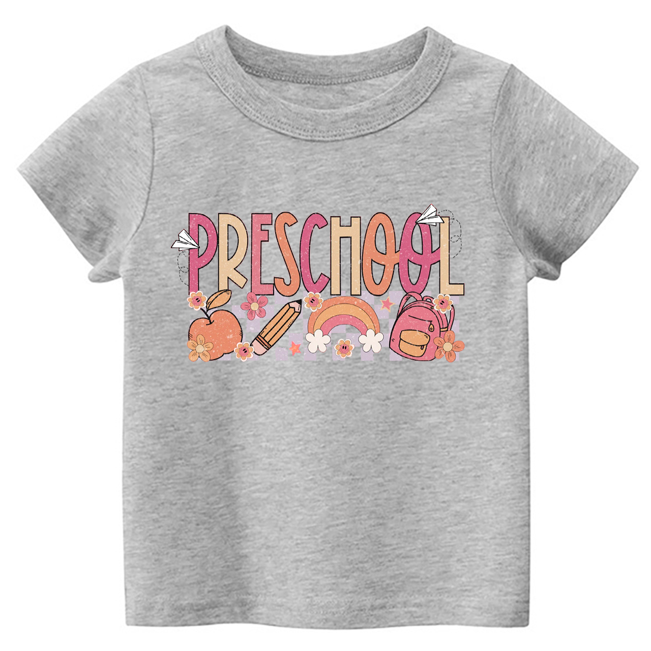 Preschool Apple Pencil Rainbow School Bag Kids Shirt