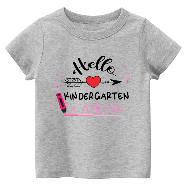 Personalized Name Hello Kindergarten School Kids T-shirts