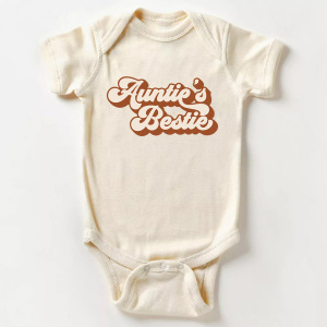 Image of Auntie's Bestie Retro Natural Baby Bodysuit