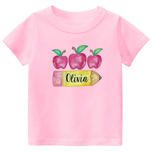 Personalized Back To School Shirt For Kids Apple Design