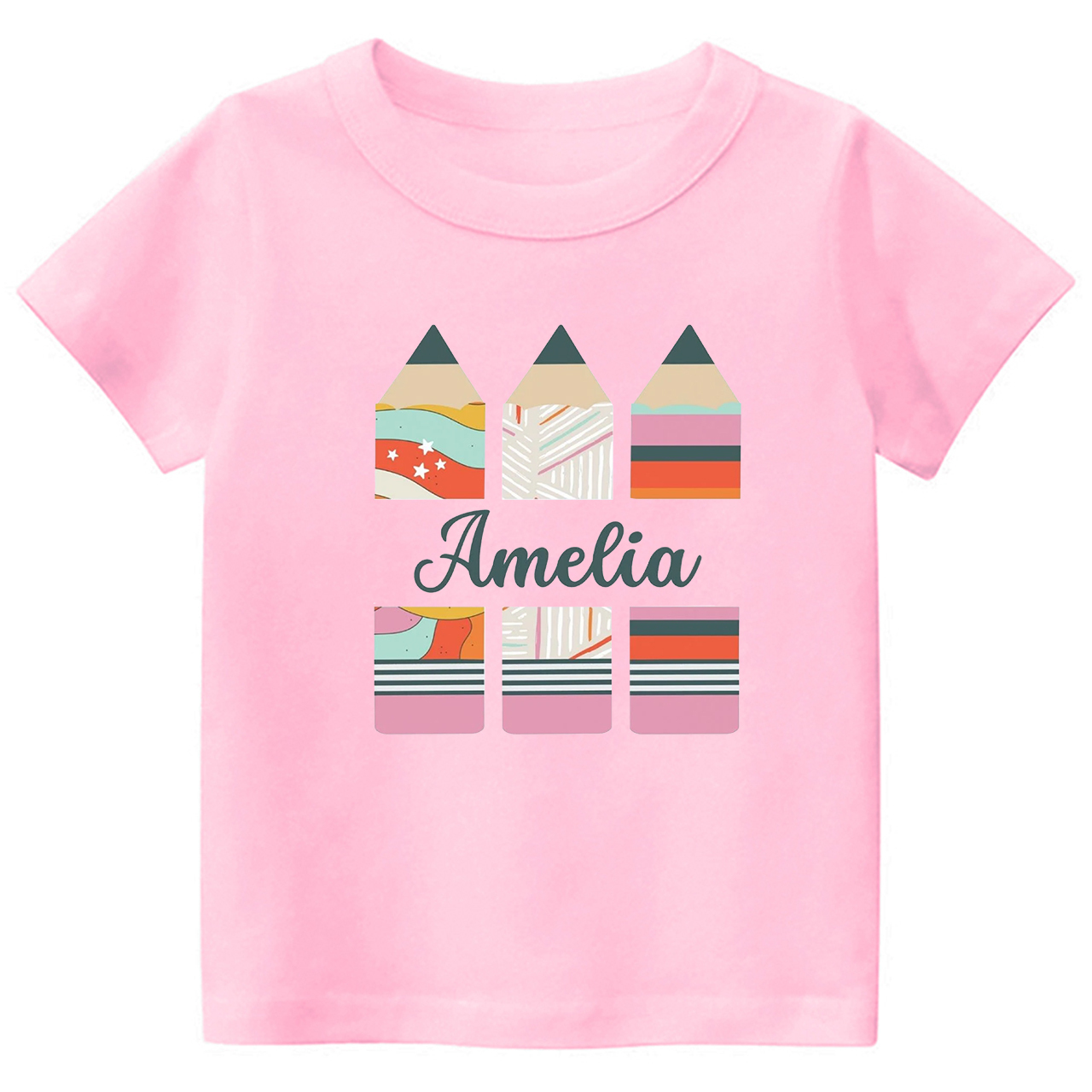 Personalized Geometric Retro Pencil Kids Shirts